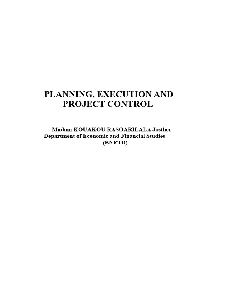 Project Planning, Execution, and Control | PDF | Project Management ...