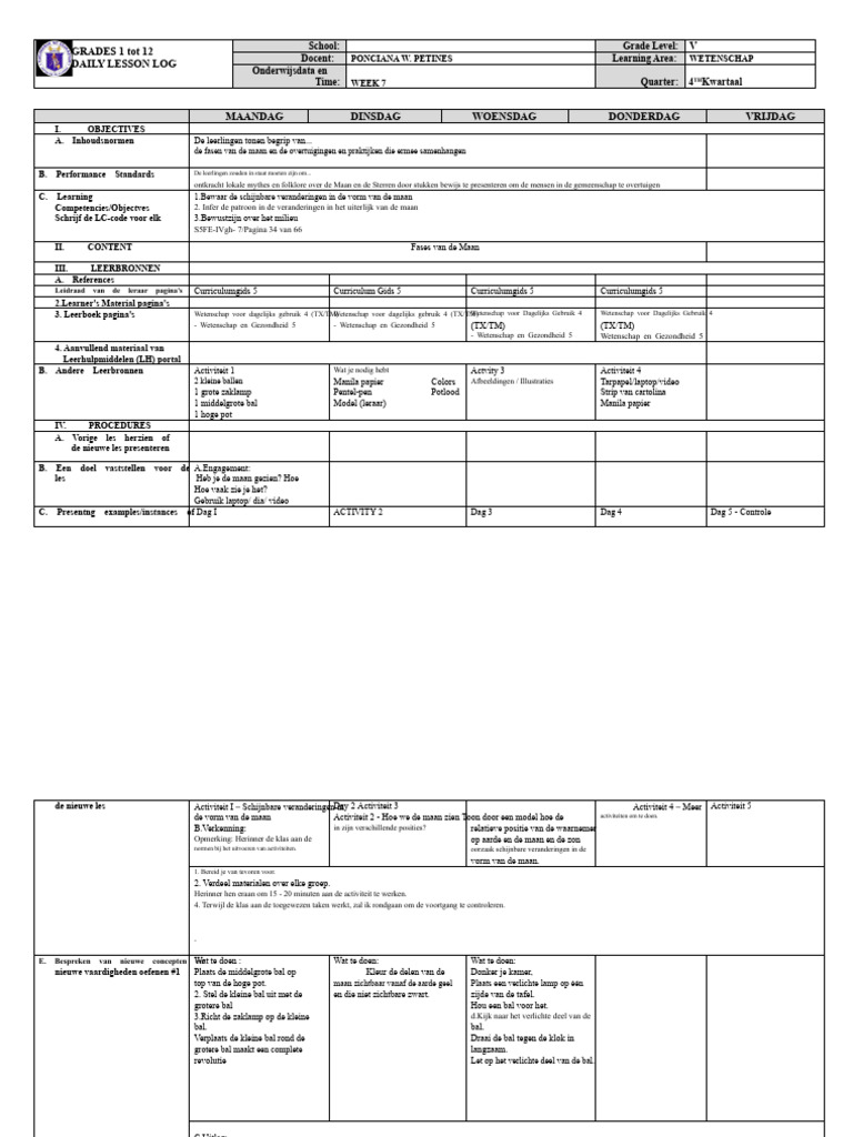 Grade 5 DLL WETENSCHAP 5 Q4 Week 7 | PDF