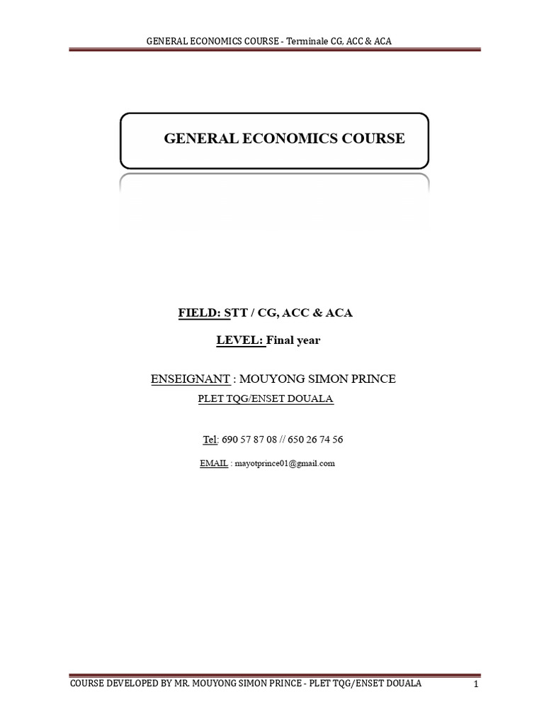 Final Year General Economics Course | PDF | Gross Domestic Product ...