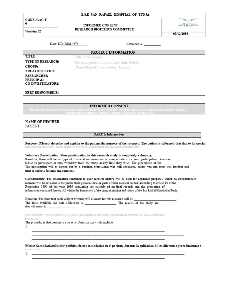 Gac-F-04 Informed Consent Bioethics Committee in Research | PDF ...