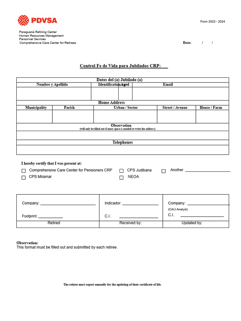 2023-2024 Retiree Life Certificate Form | PDF