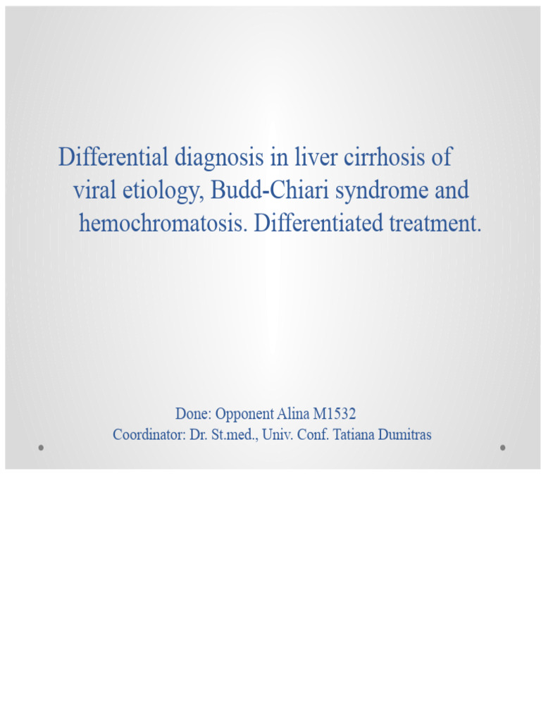 Differential Diagnosis of Liver Disorders | PDF | Cirrhosis | Liver