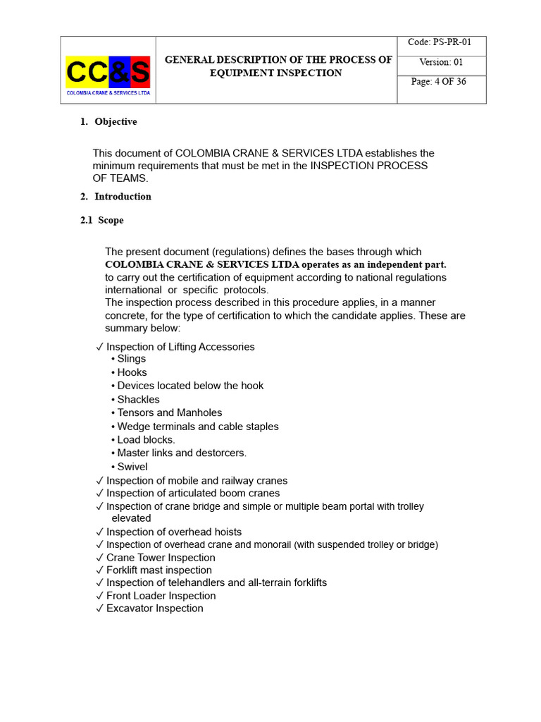 Equipment Inspection Process Overview | PDF | Crane (Machine ...