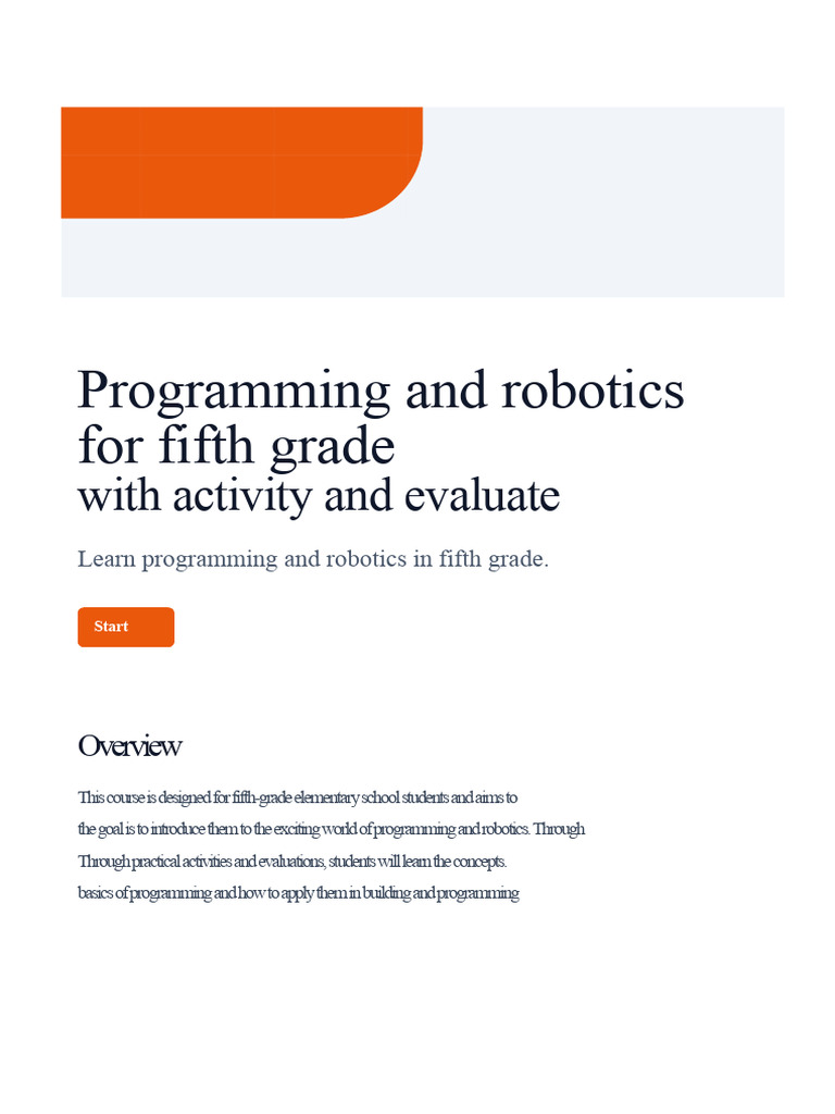 Programming and Robotics For Fifth Grade With Activity and Evaluation ...