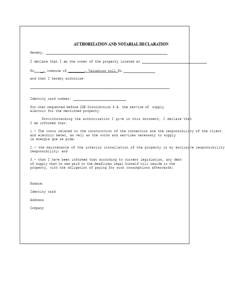 Notarial Authorization of The Property Owner | PDF