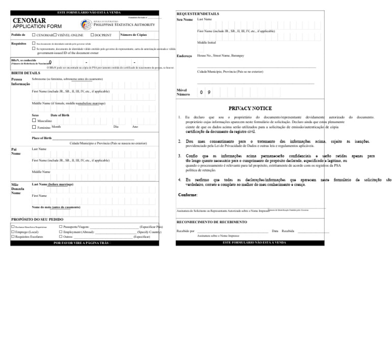 Formulário de Solicitação CENOMAR | PDF