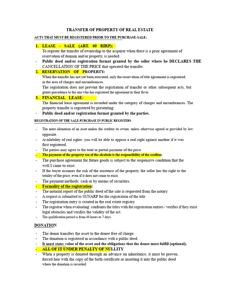 Real Estate Property Transfer Guide | PDF | Lease | Leasehold Estate