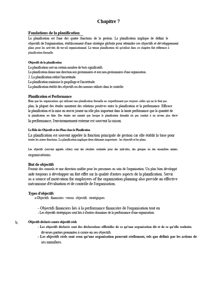Fondements et Objectifs de la Planification | PDF | Planification ...