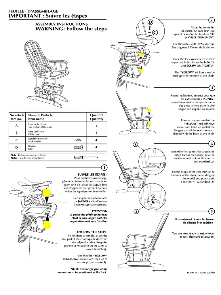 Chair and Ottoman Assembly Guide | PDF | Chair