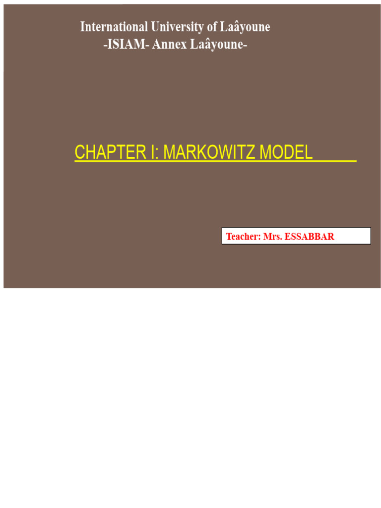 1-Markowitz Model | PDF | Financial Risk | Modern Portfolio Theory