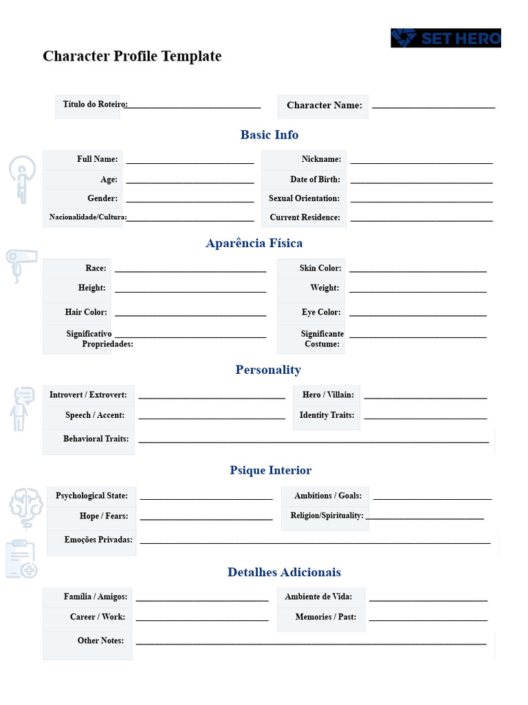 Character Profile Template Guide | PDF | Psychology | Social Psychology