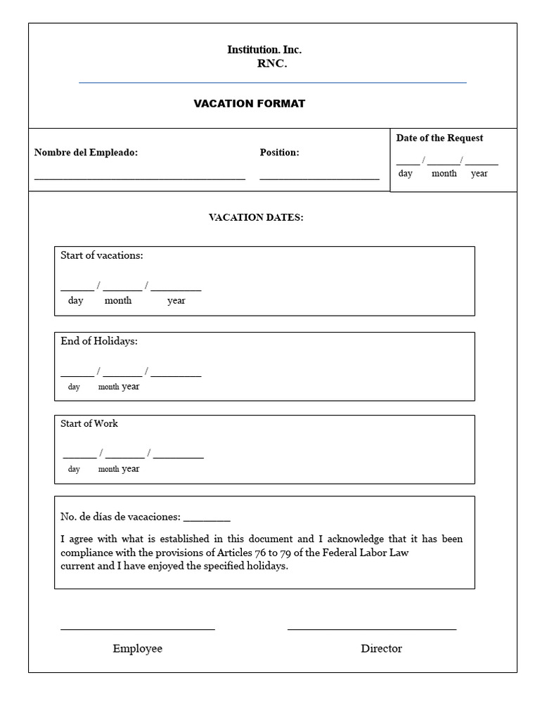 Vacation Sheet | PDF