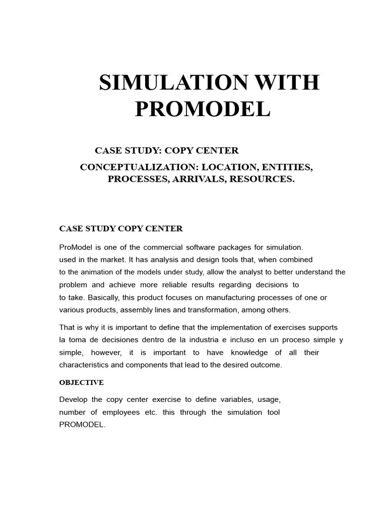 ProModel Simulation Case Study: Copy Center | PDF | Photocopier ...