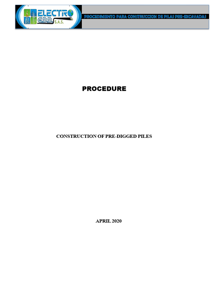 Pre-Digged Piles Construction Procedure | PDF | Concrete | Foundation ...