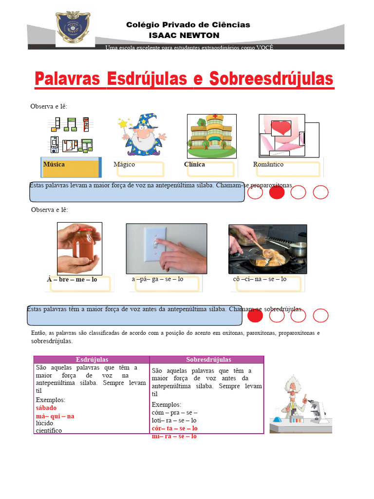 O Acento Nas Palavras Esdrúxulas e Sobreesdrúxulas para o Terceiro Ano ...