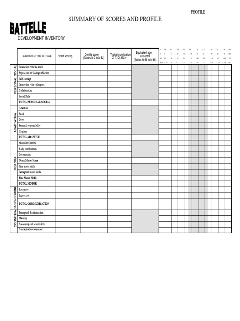 Developmental Profile Summary Scores | PDF