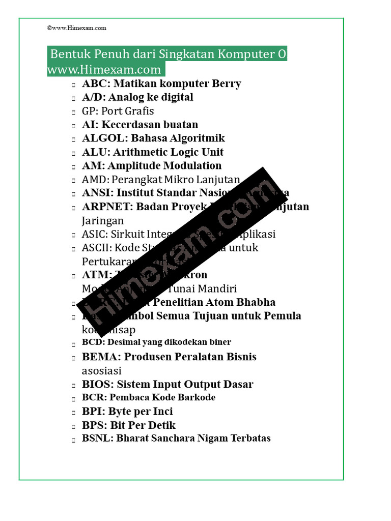 Singkatan Komputer dan Artinya | PDF