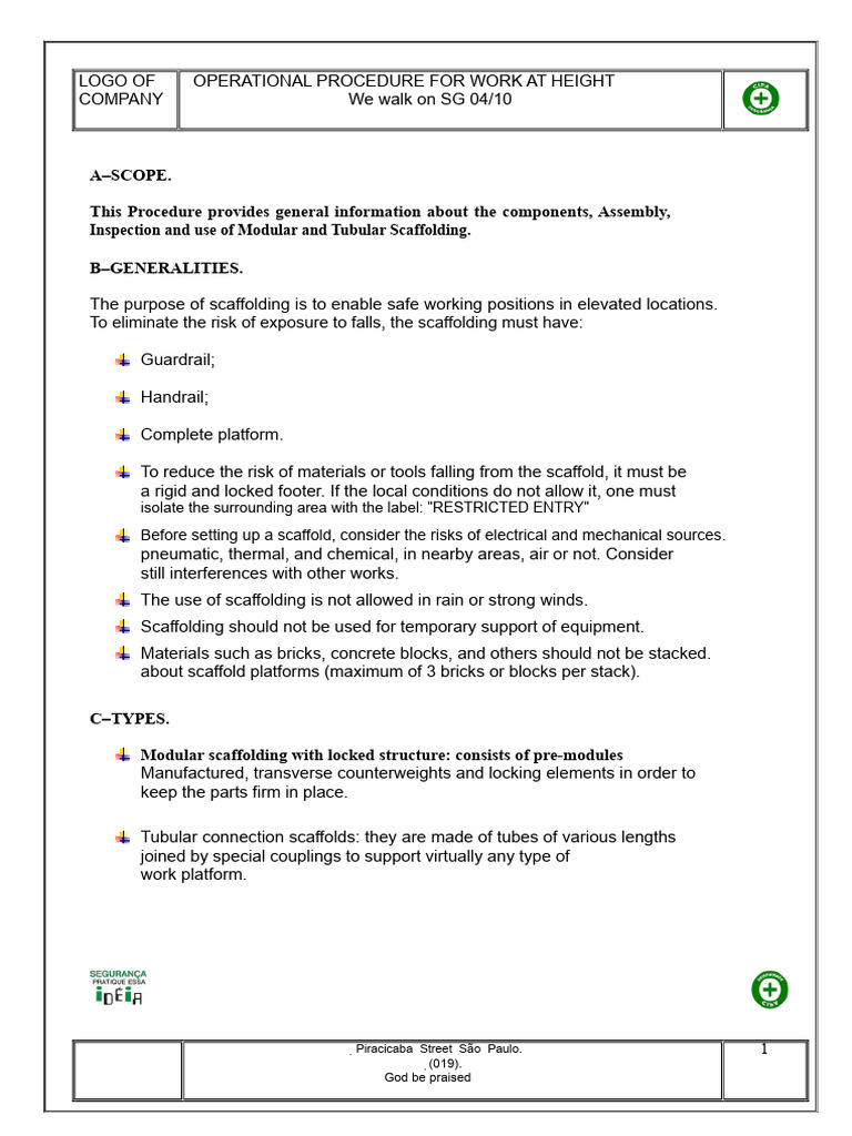 Scaffolding Safety Procedures Guide | PDF | Scaffolding