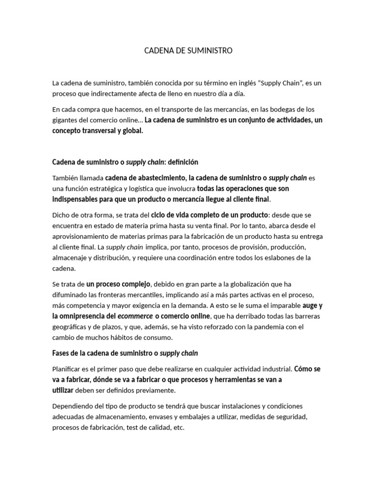 Guía Completa sobre la Cadena de Suministro | PDF | Logística ...