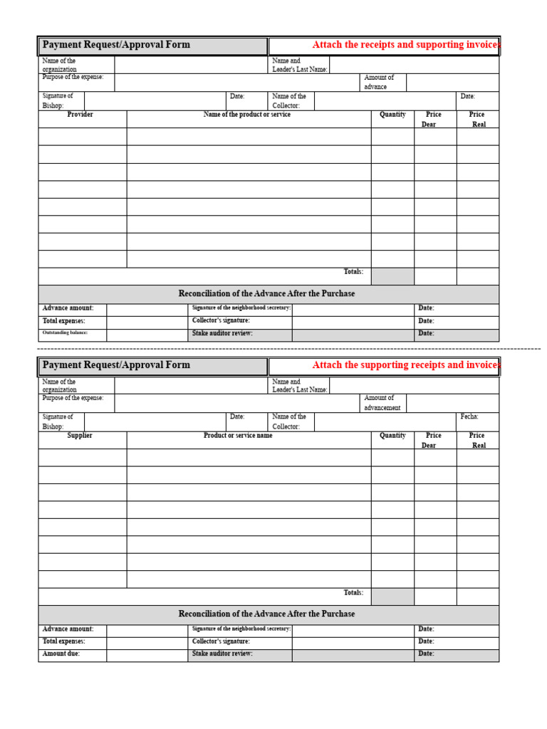 Payment Request Form 042420178 Letter or A4 | PDF | Expense | Receipt