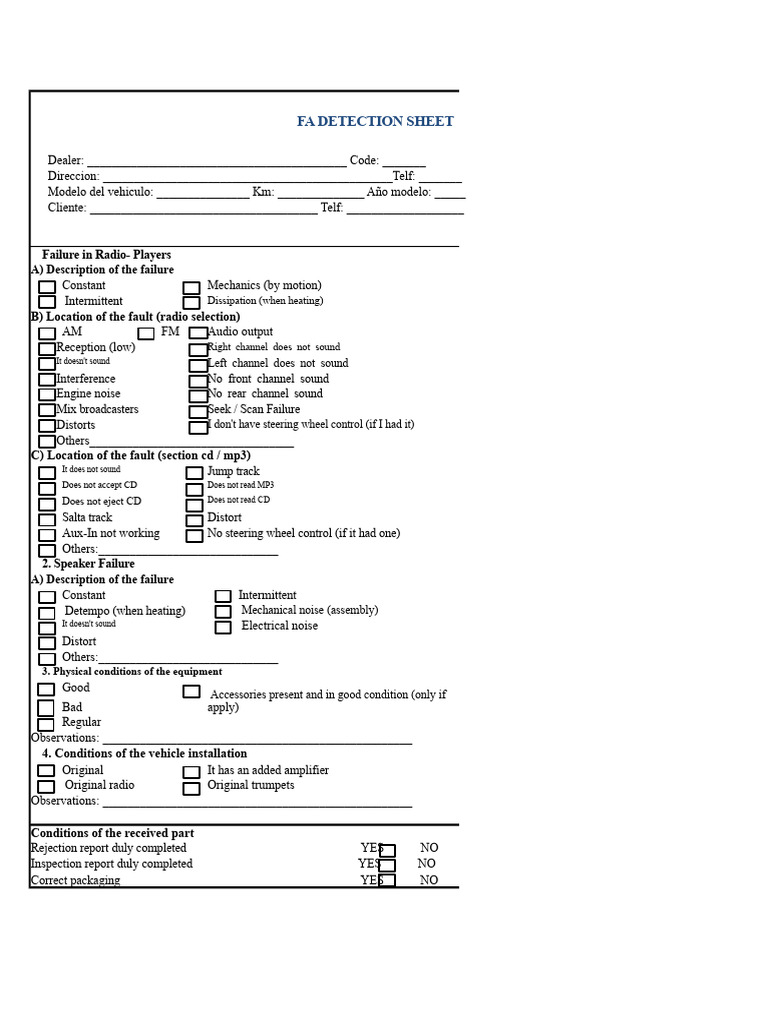 Vehicle Audio System Failure Checklist | PDF | Compact Disc | Radio
