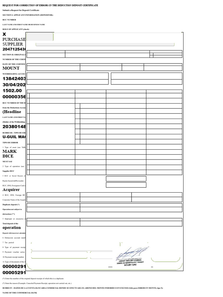 Request Format For Correction of Errors in Withholding Certificate ...