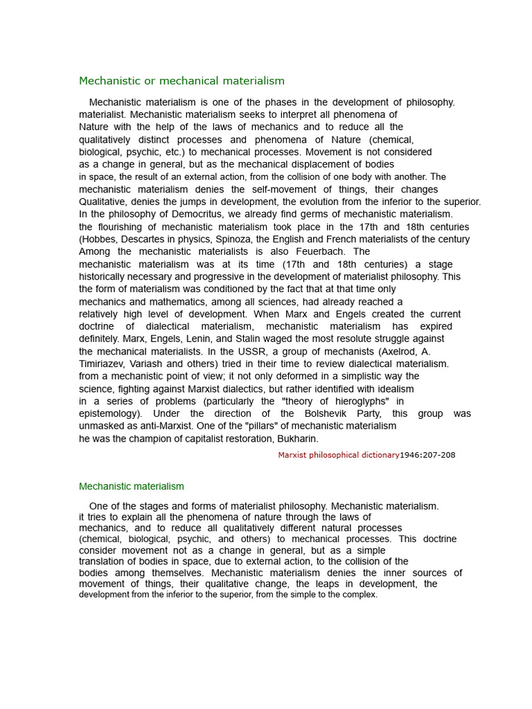 Understanding Mechanistic Materialism | PDF | Materialism | Reductionism