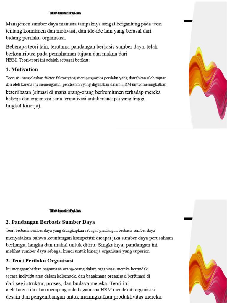 Teori Dan Model Yang Mendasari Manajemen Sumber Daya Manusia | PDF