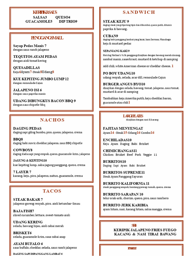 Menu Fuego Cantina | PDF