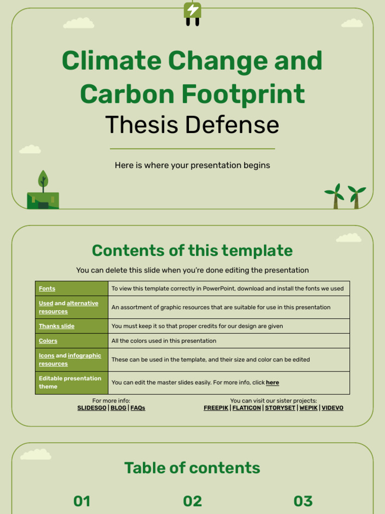 Climate Change and Carbon Footprint Thesis Defense by Slidesgo | PDF ...