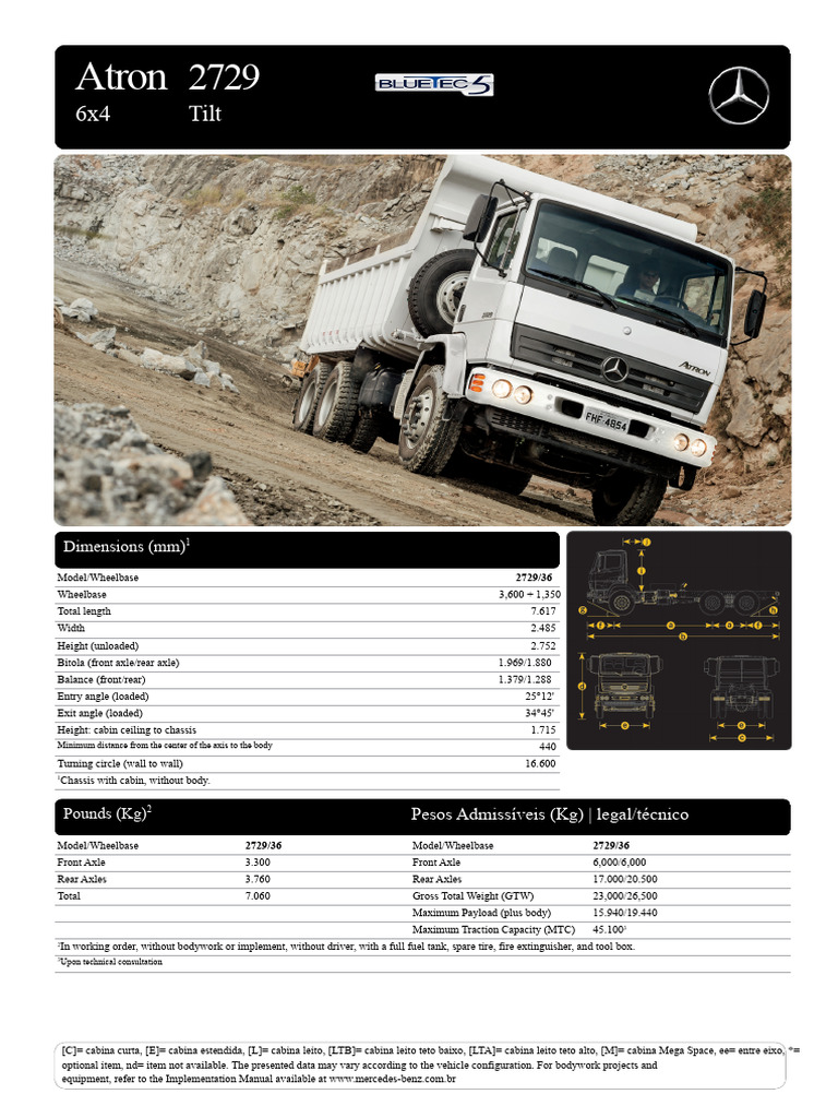 Mercedes Benz Atron-2729-6x4 Truck | PDF | Truck | Anti Lock Braking System