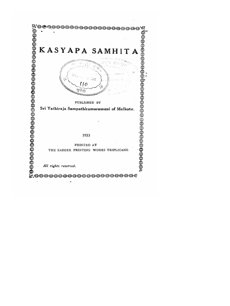 Kashyapa Samhita - Edytowane Przez Yatiraja | PDF