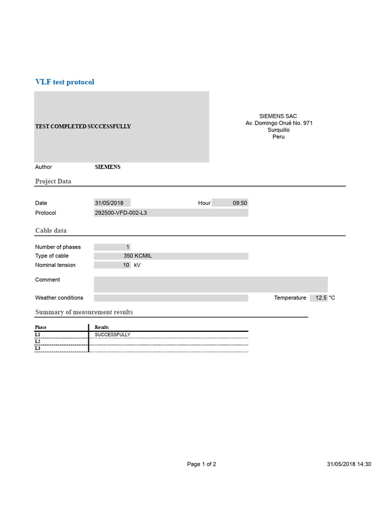 VLF Test Result | PDF