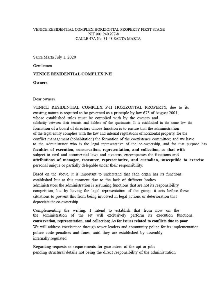 information VENICE RESIDENTIAL COMPLEX HORIZONTAL PROPERTY FIRST STAGE ...
