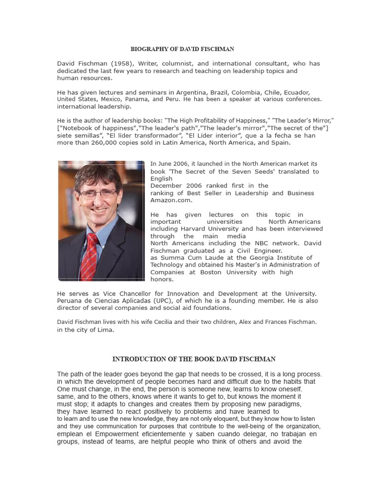 Biography of David Fischman | PDF | Goal | Latin America
