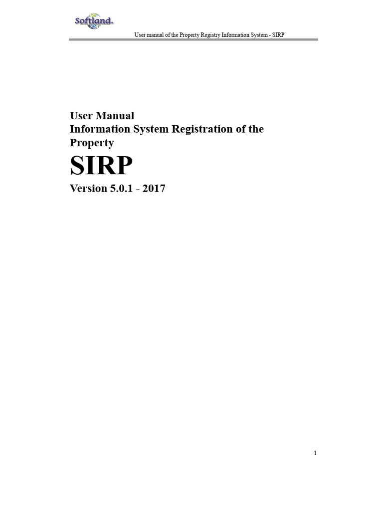 SIRP Property Registration User Manual | PDF | Menu (Computing) | Computing