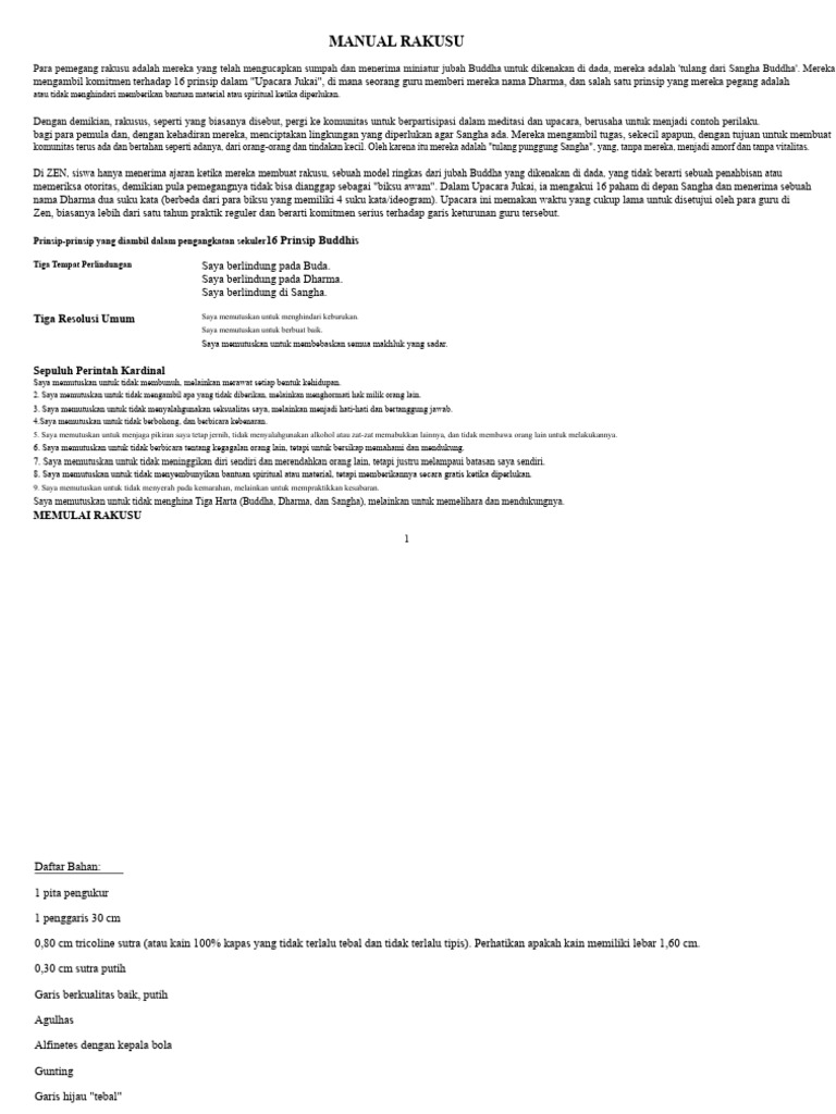 Manual Rakusu | PDF