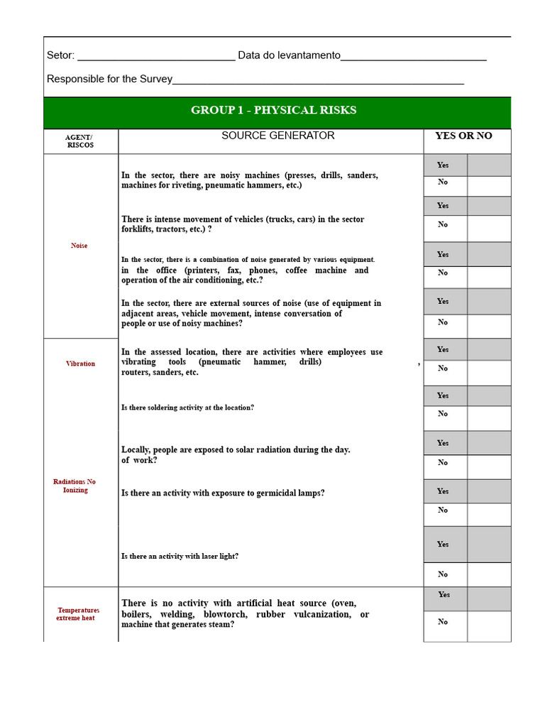 Workplace Risk Assessment Checklist | PDF | Infection