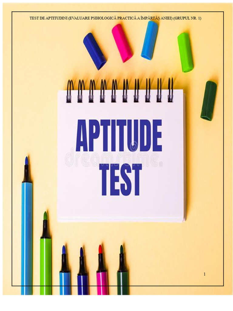 Test de Aptitudini (Grup NR.1) (V-C) (Redacție) | PDF