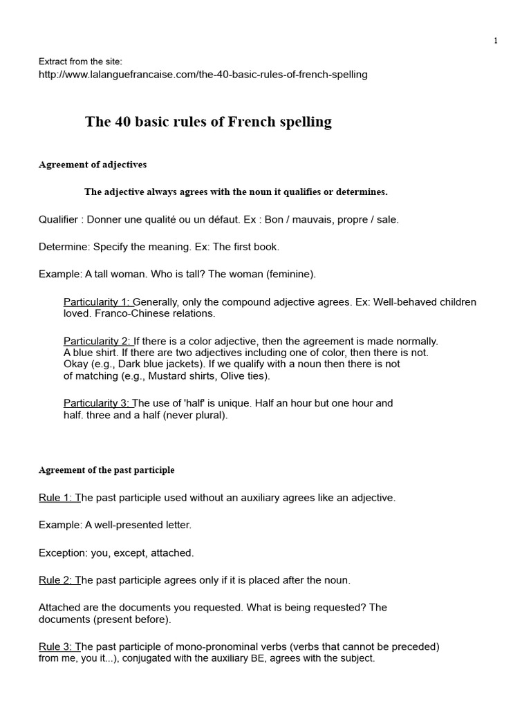 40 Essential French Spelling Rules | PDF | Grammatical Conjugation ...
