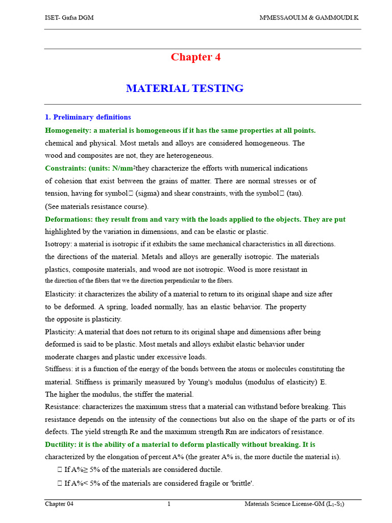 Material Testing and Properties Overview | PDF | Deformation ...