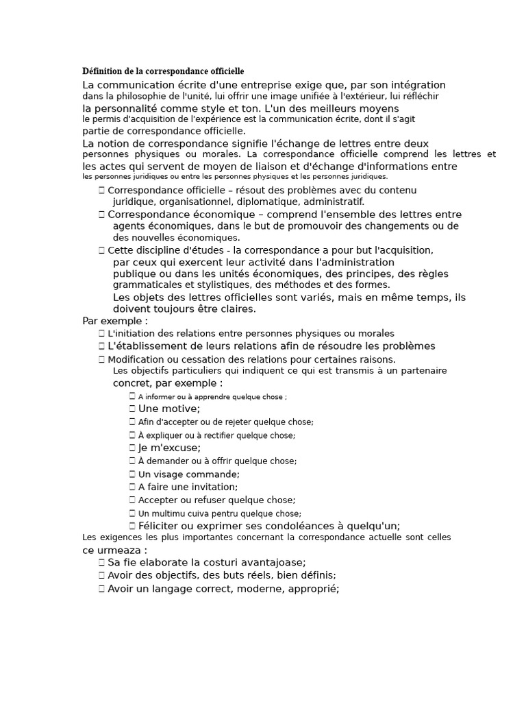 Guide de la correspondance officielle | PDF | Impression | Mise en page