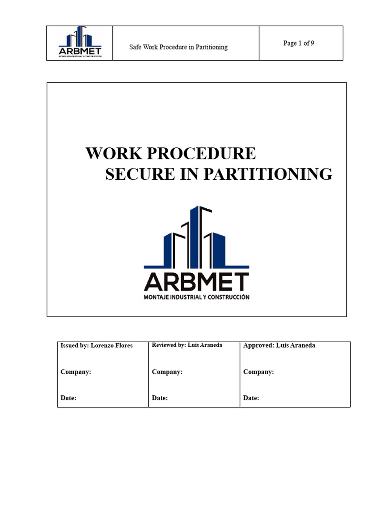 Safe Work Procedure For Drywall Work | PDF | Drywall | Personal ...