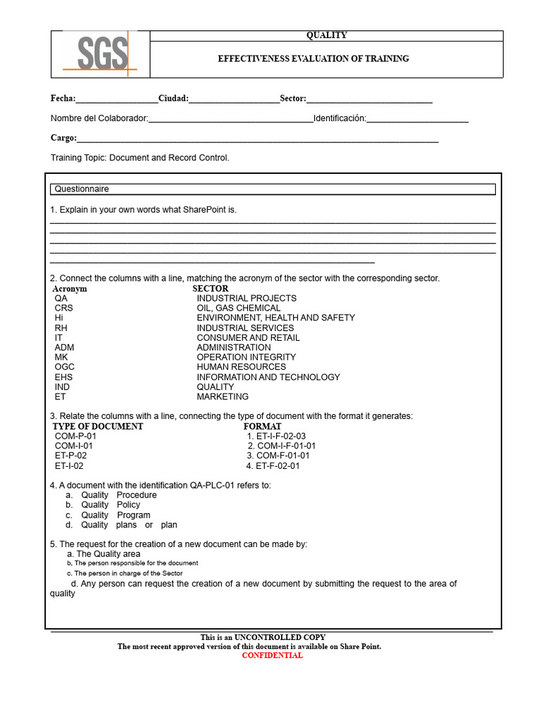 Evaluation of Document and Record Control | PDF