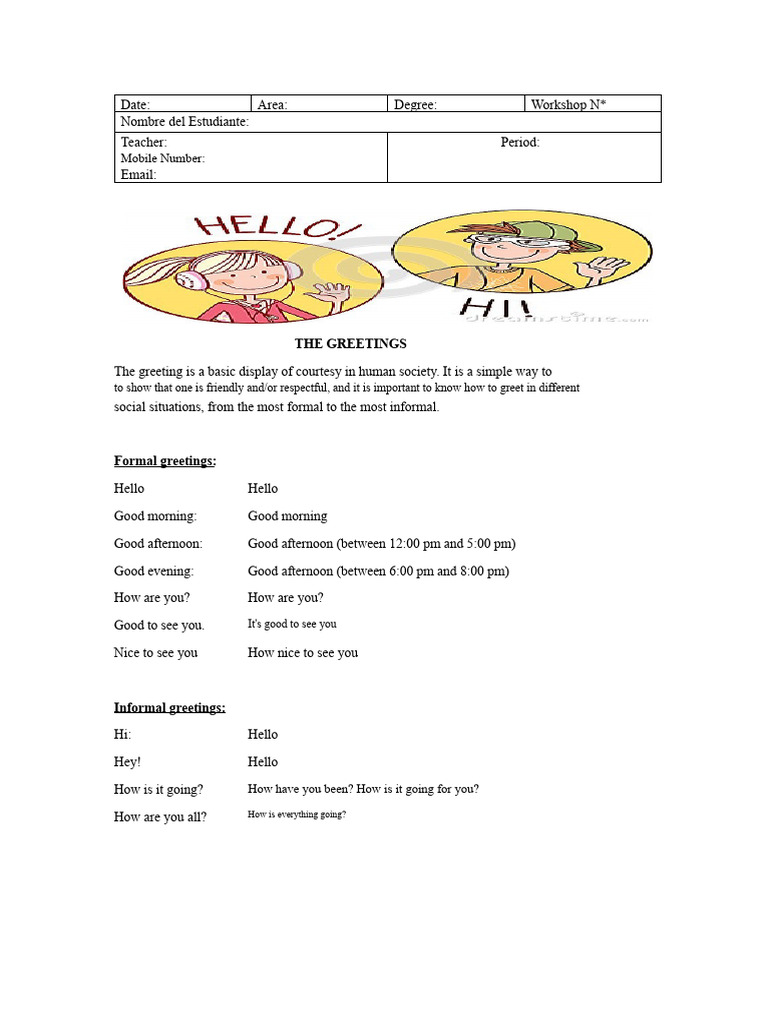 Essential English Greetings Guide | PDF | Syntax | Grammar