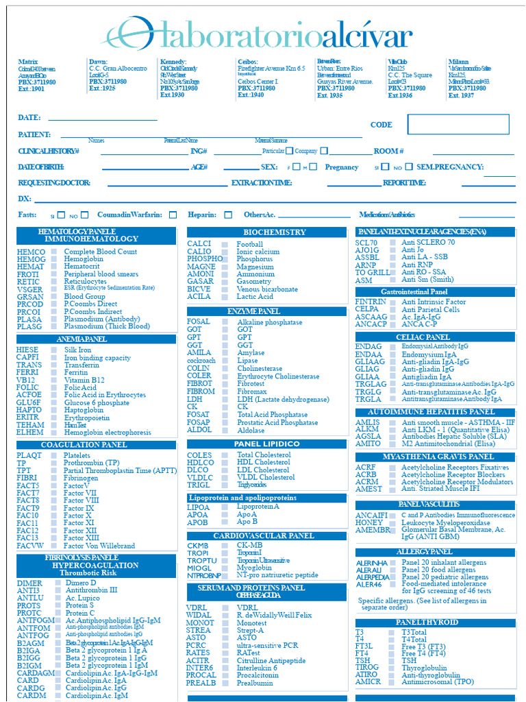 Comprehensive Medical Testing Panels | PDF | Cholesterol | Antibody