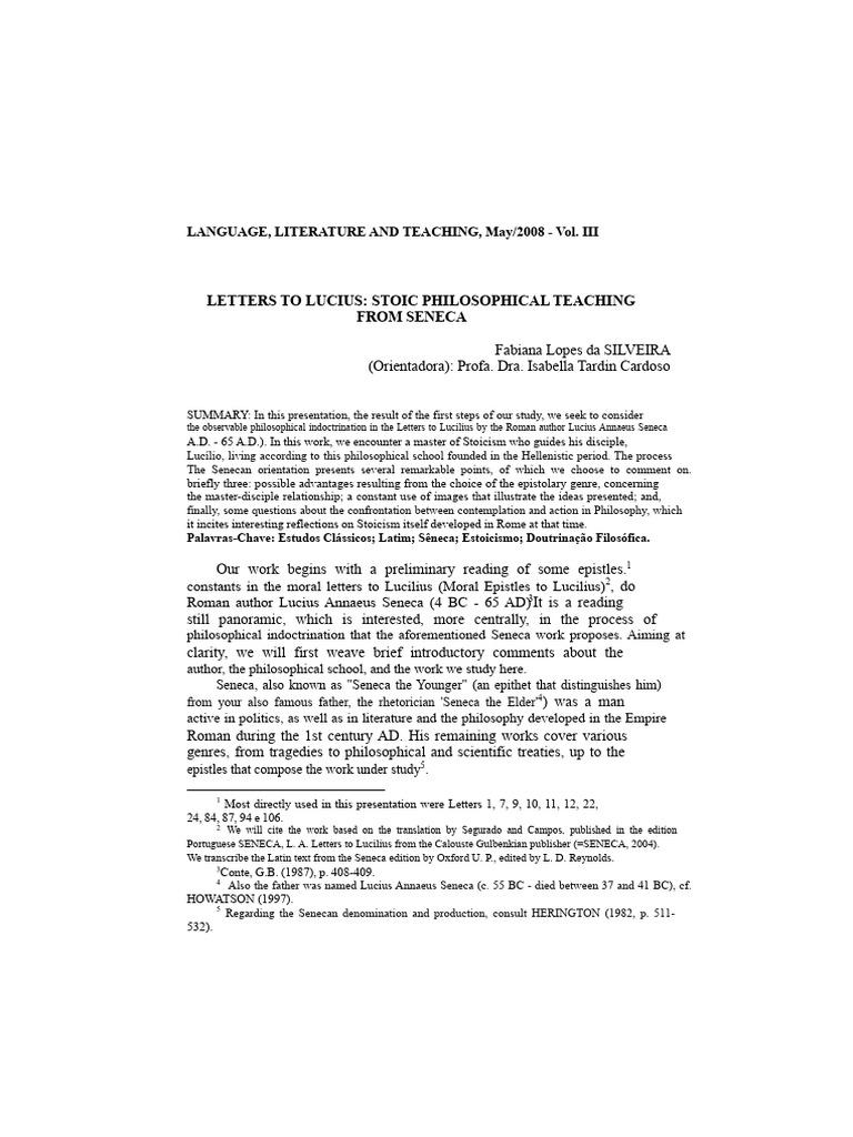 Stoic Philosophy in Seneca's Letters | PDF | Seneca The Younger | Stoicism
