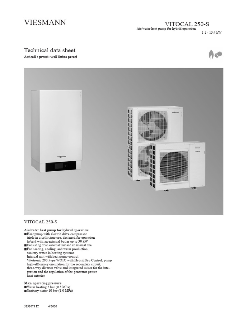 Viessman Vitocal 250-S - TechnicalData - 5833073VDP00005 - 1 | PDF ...