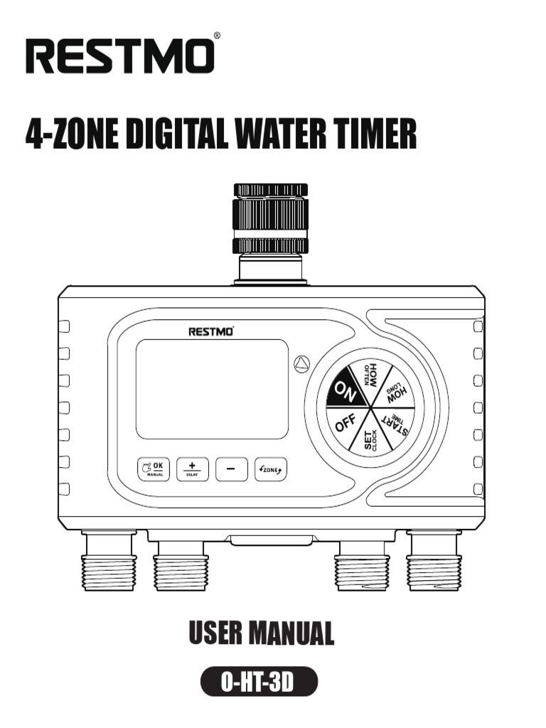 4-Zone Digital Water Timer Manual | PDF | Tap (Valve) | Valve