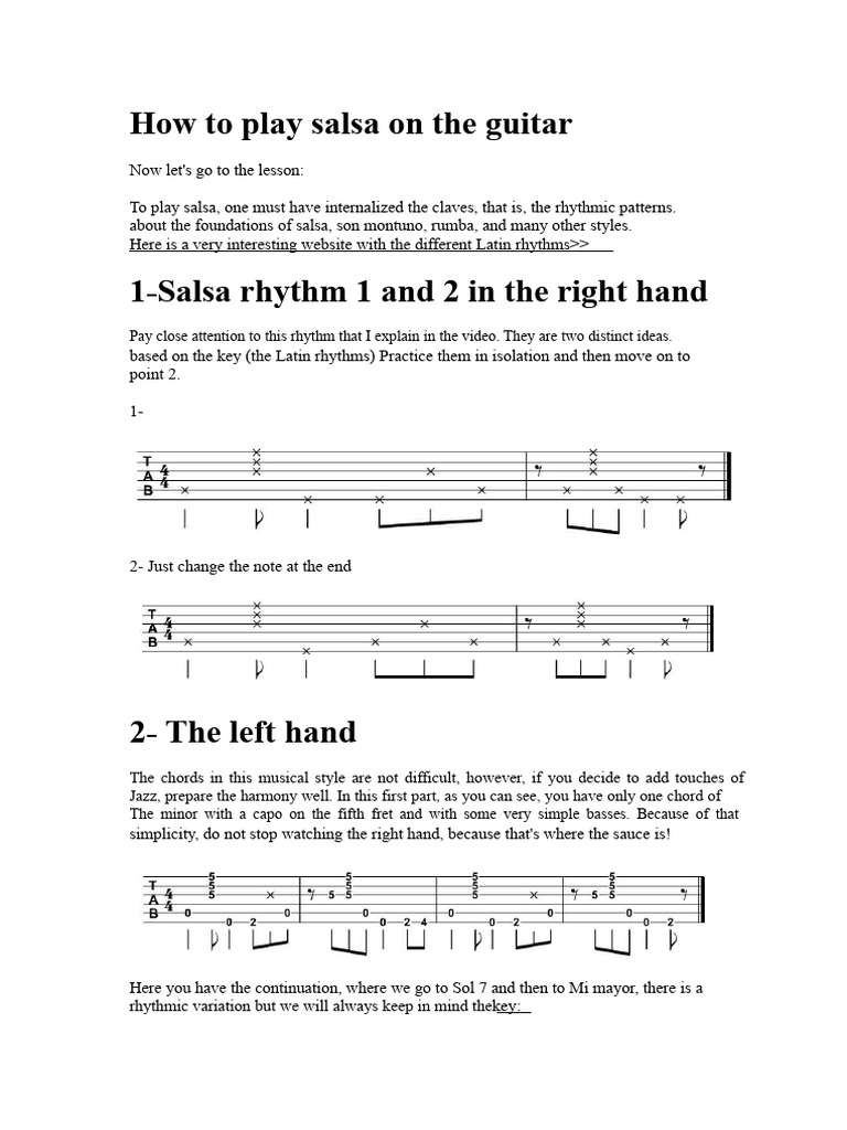 Salsa Guitar Playing Techniques | PDF